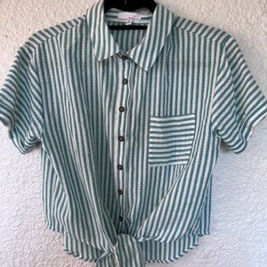 ten sixty sherman green-striped crop top